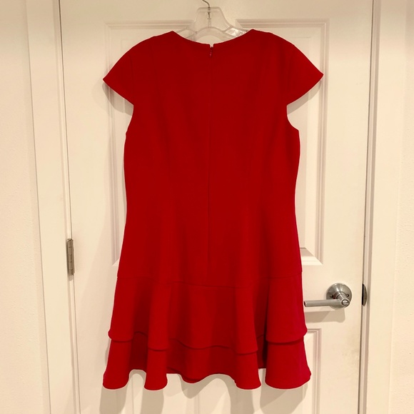 ELIZA J Dress 14P Stretch Ruffle Crepe Sheath Minidress in Berry - Picture 7 of 9